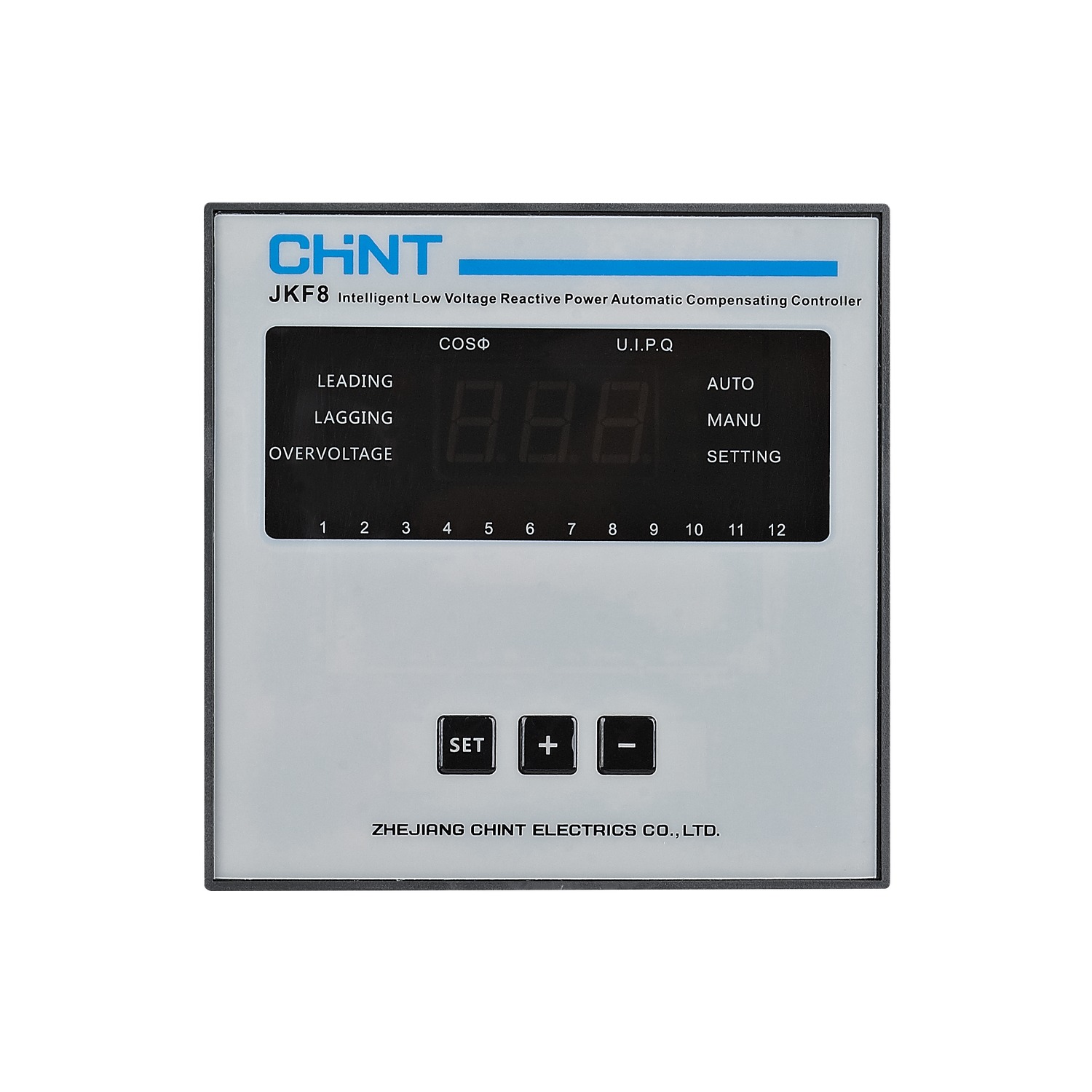 Chint JKF8 Auto-Polarity PF Controller 380V 6/12 Loops CHNT Intelligent Low-Voltage Reactive Power Compensation Controller Chint JKF8 Auto-Polarity PF Controller 380V 6/12 Loops CHNT Intelligent Low-Voltage Reactive Power Compensation Controller