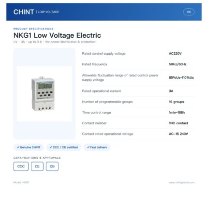 Chint NKG1 3A AC220V 50Hz 1NO 16-Group Time Control Switch Digital Timer Switch AC-15 240V CHNT Time Switch