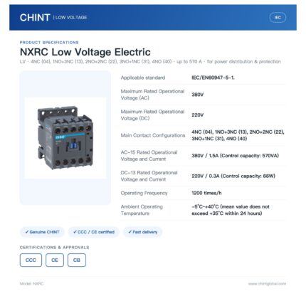 Chint NXRC 4-Pole 10A 380V Industrial Control Relay Auxiliary Contactor Isolation Control CHNT Contactor Relay