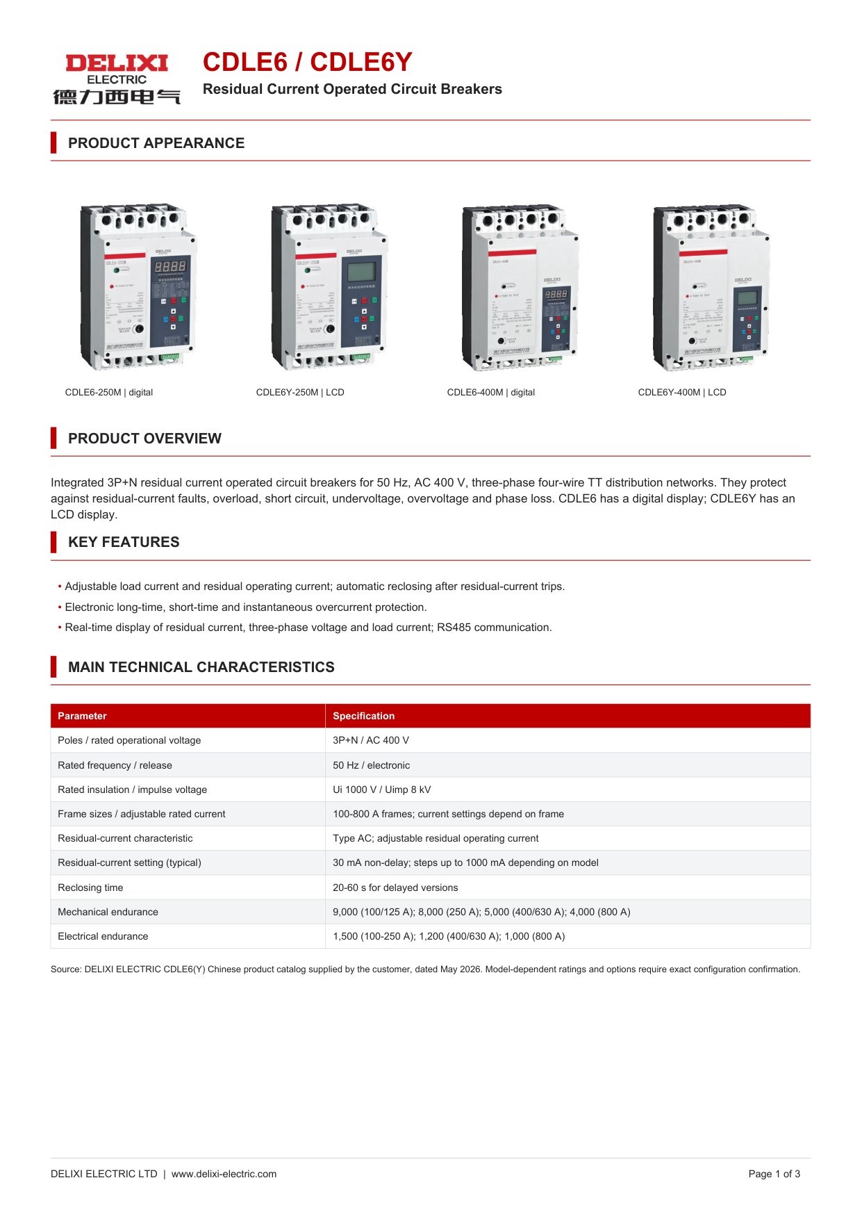 CDLE6 technical catalog page 1