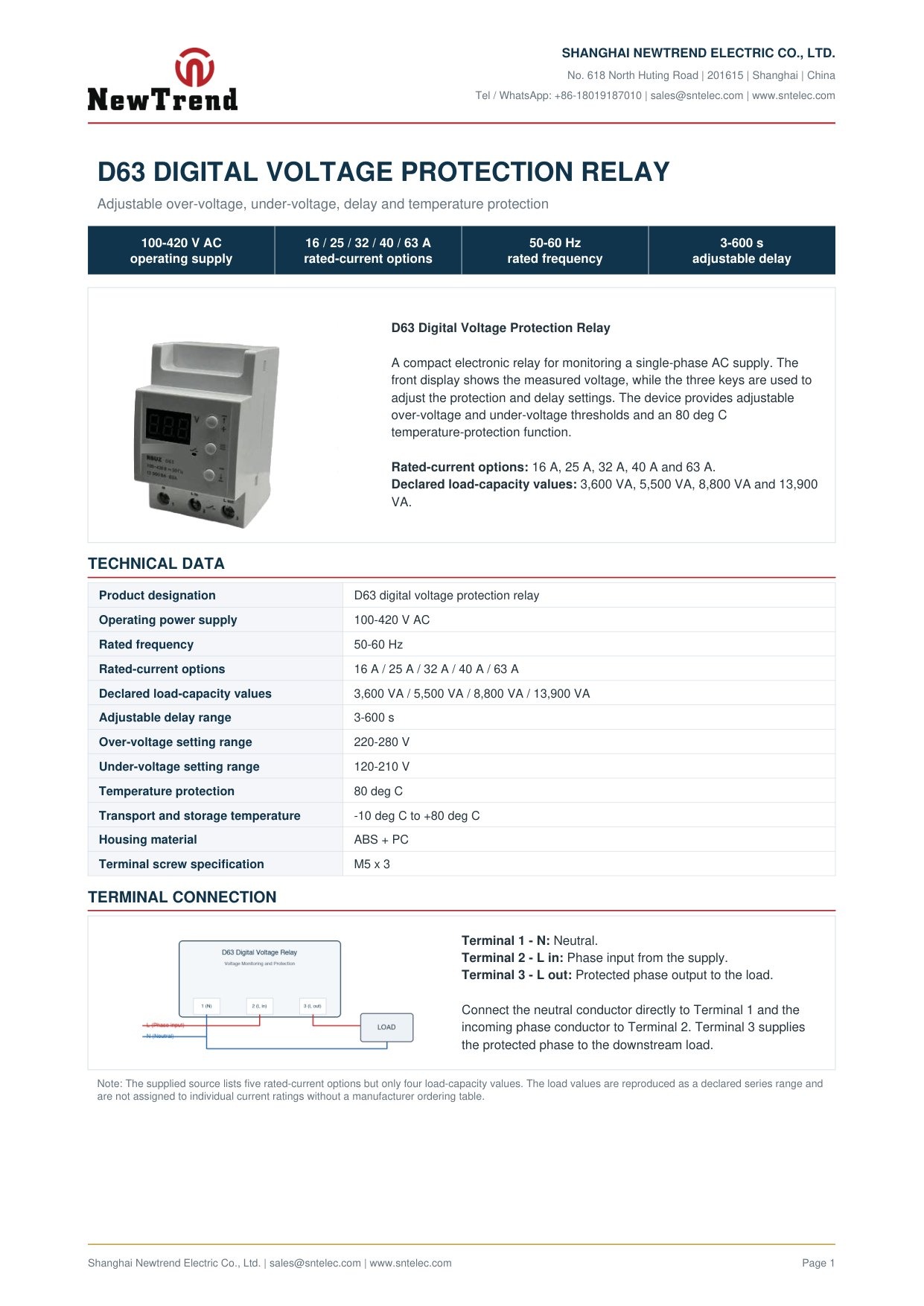 D63 technical catalog page 1