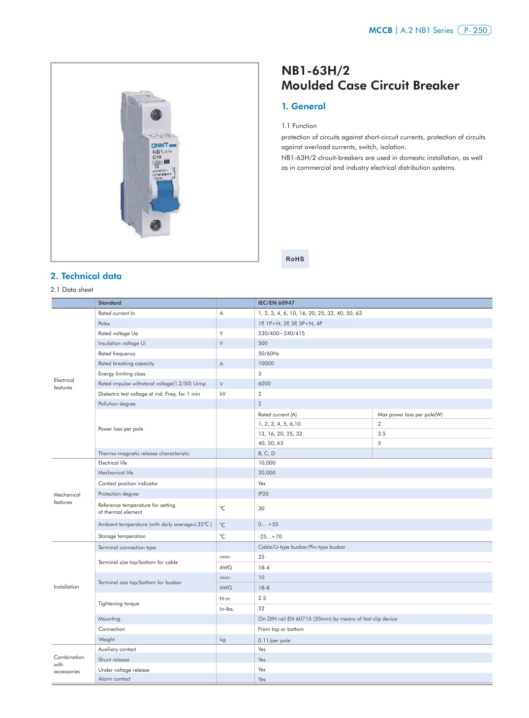 NB1-63-H2 technical catalog page 1
