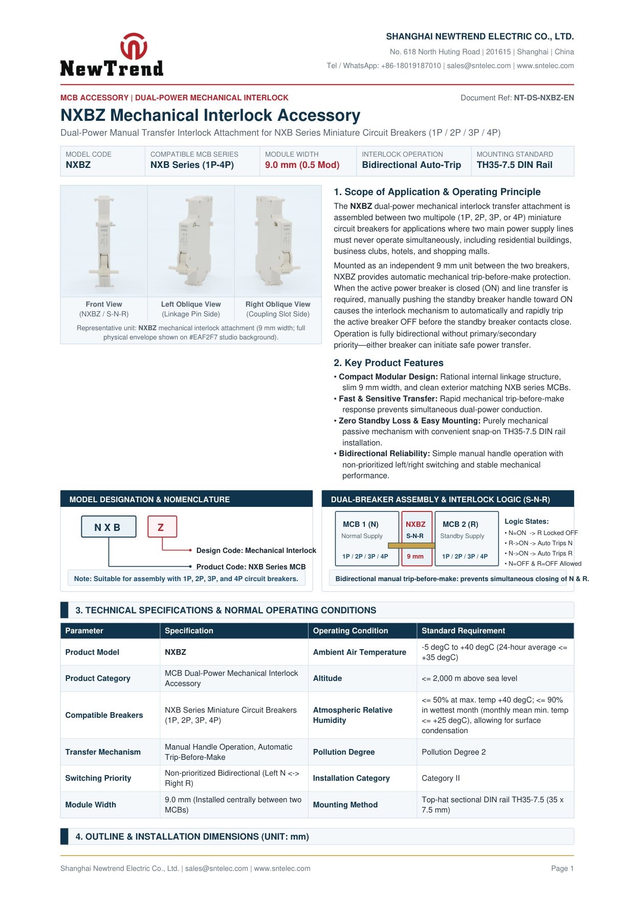 NXBZ technical catalog page 1