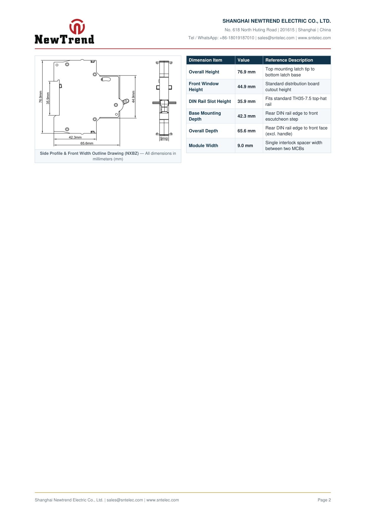 NXBZ technical catalog page 2