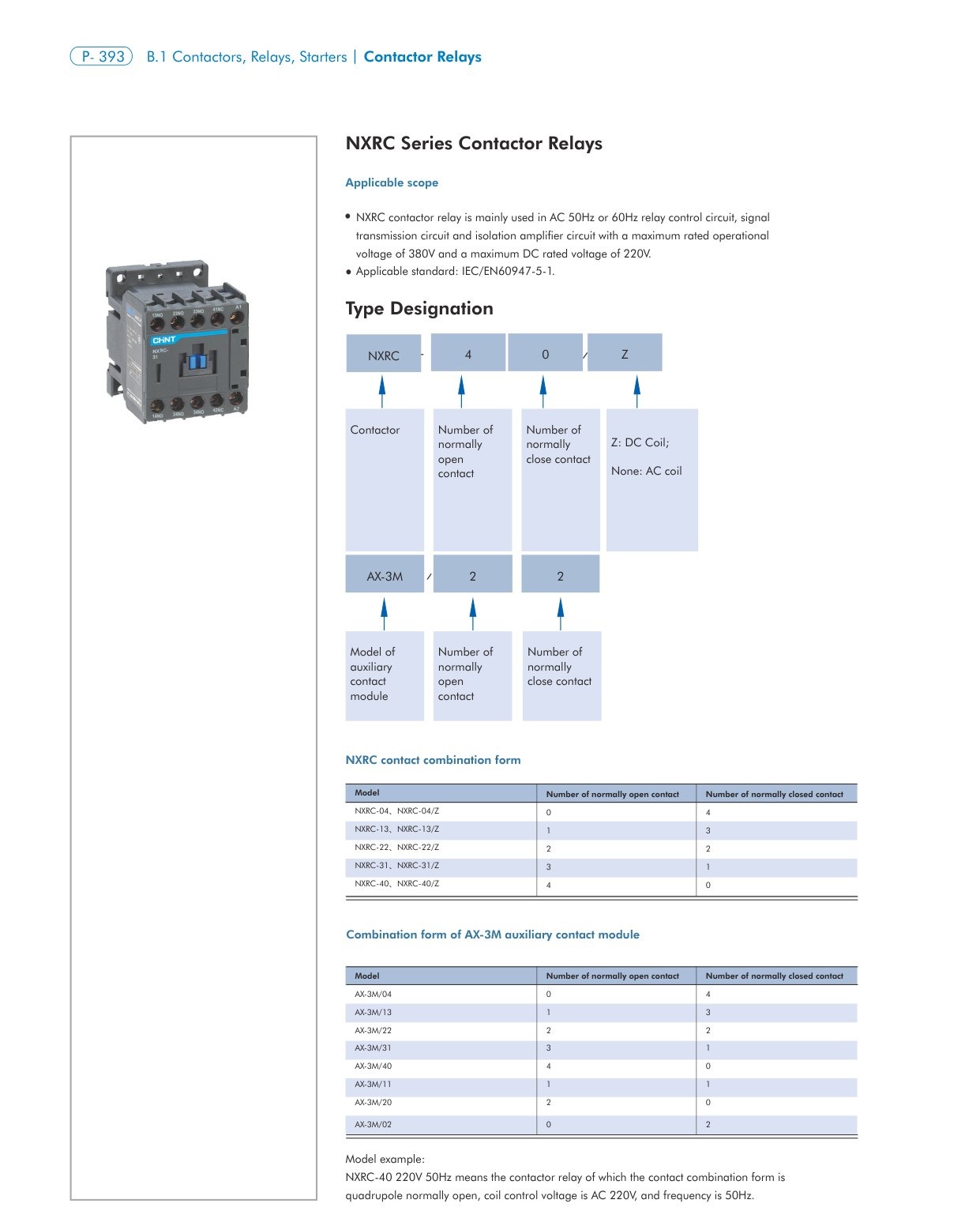 NXRC technical catalog page 1