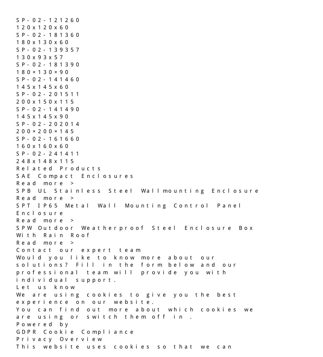 SP-02 technical catalog page 2