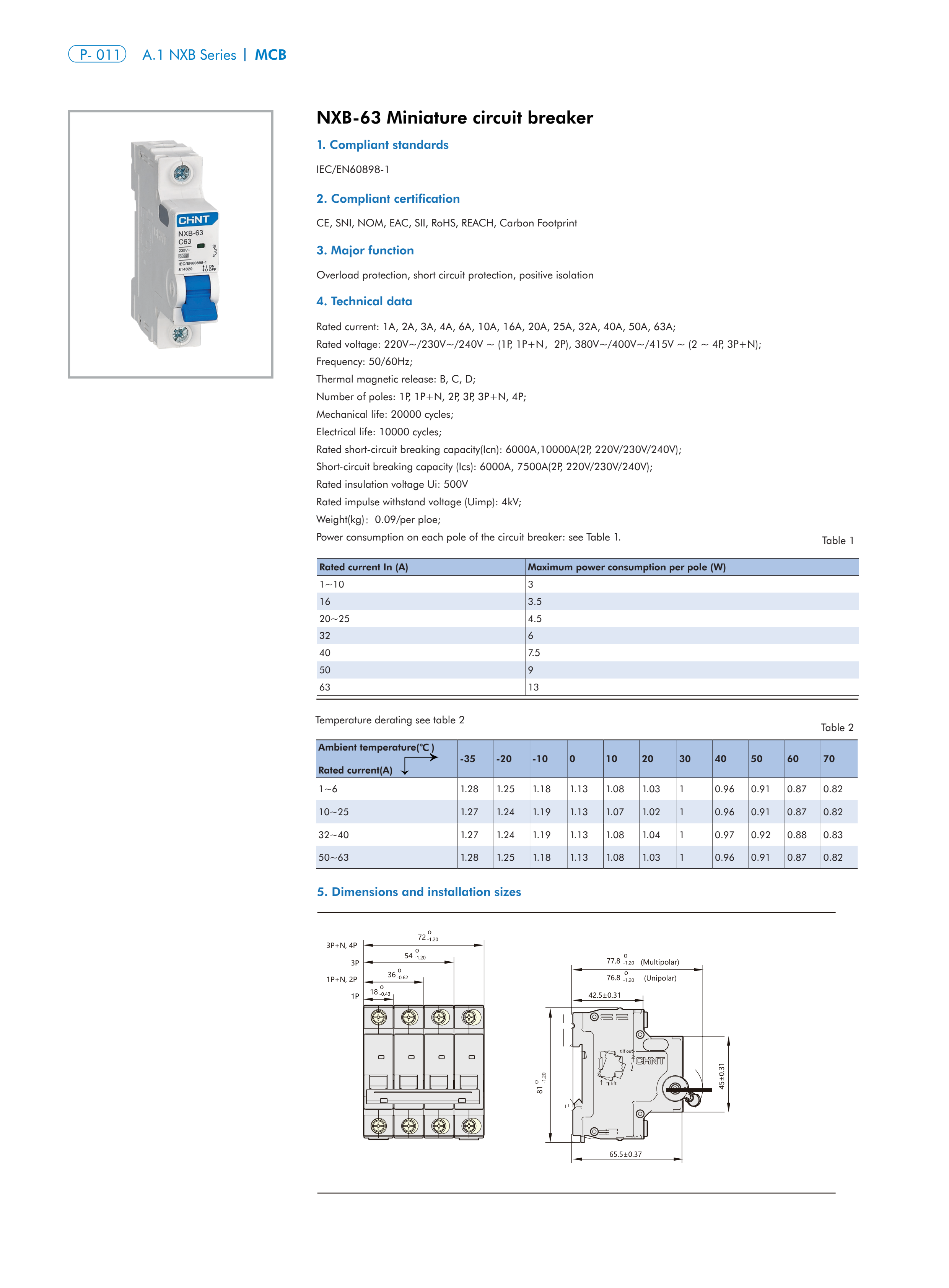 CHINT NXB-63 manufacturer technical page 9